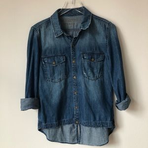 Blank NYC Distressed Denim Button Down